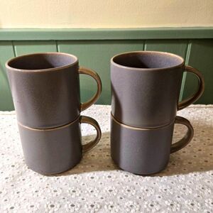 Pottery Barn Mason Stoneware Mugs Set of 4 Stackable Reactive Glaze Finish